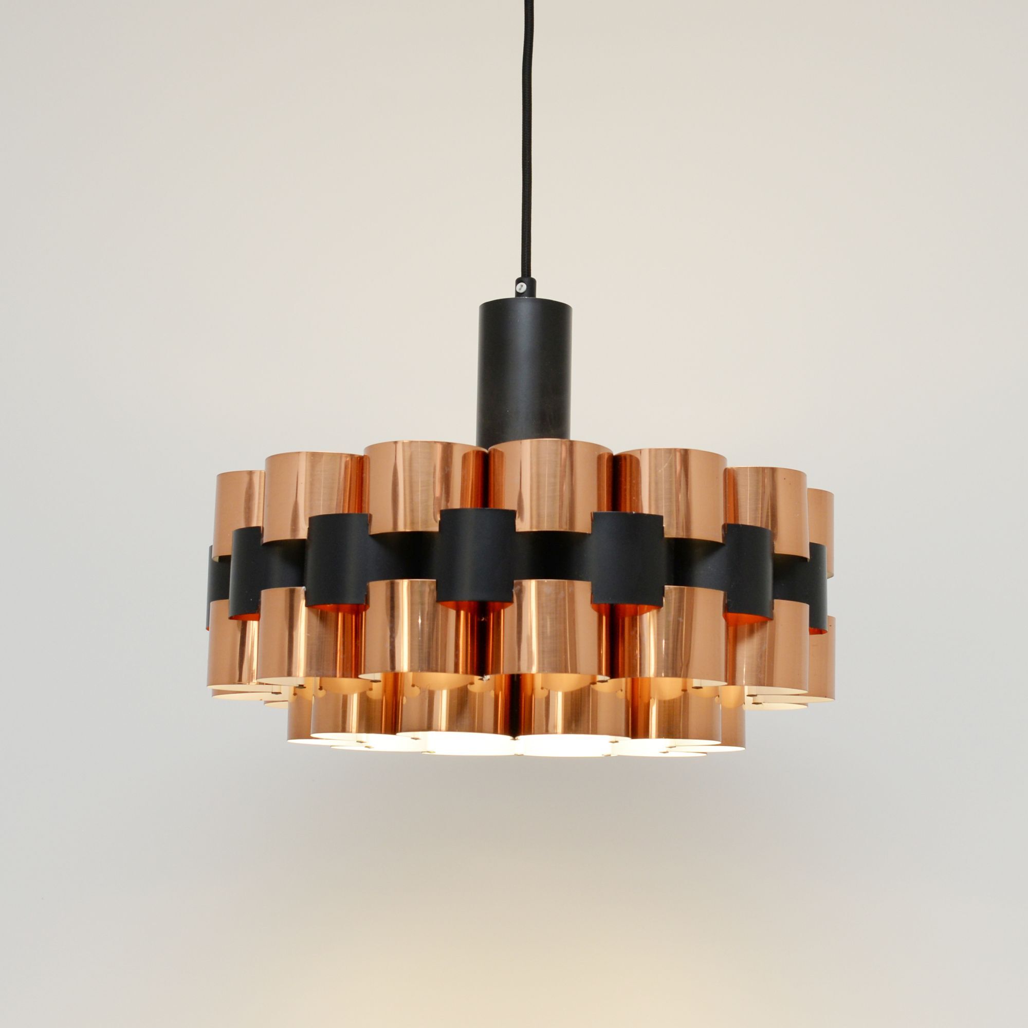 Copper lamp by Werner Schou for Coronell Elektro, 1970s