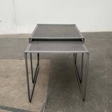 Postmodern perforated metal nesting side tables from Ikea, 1980s, set of 2.