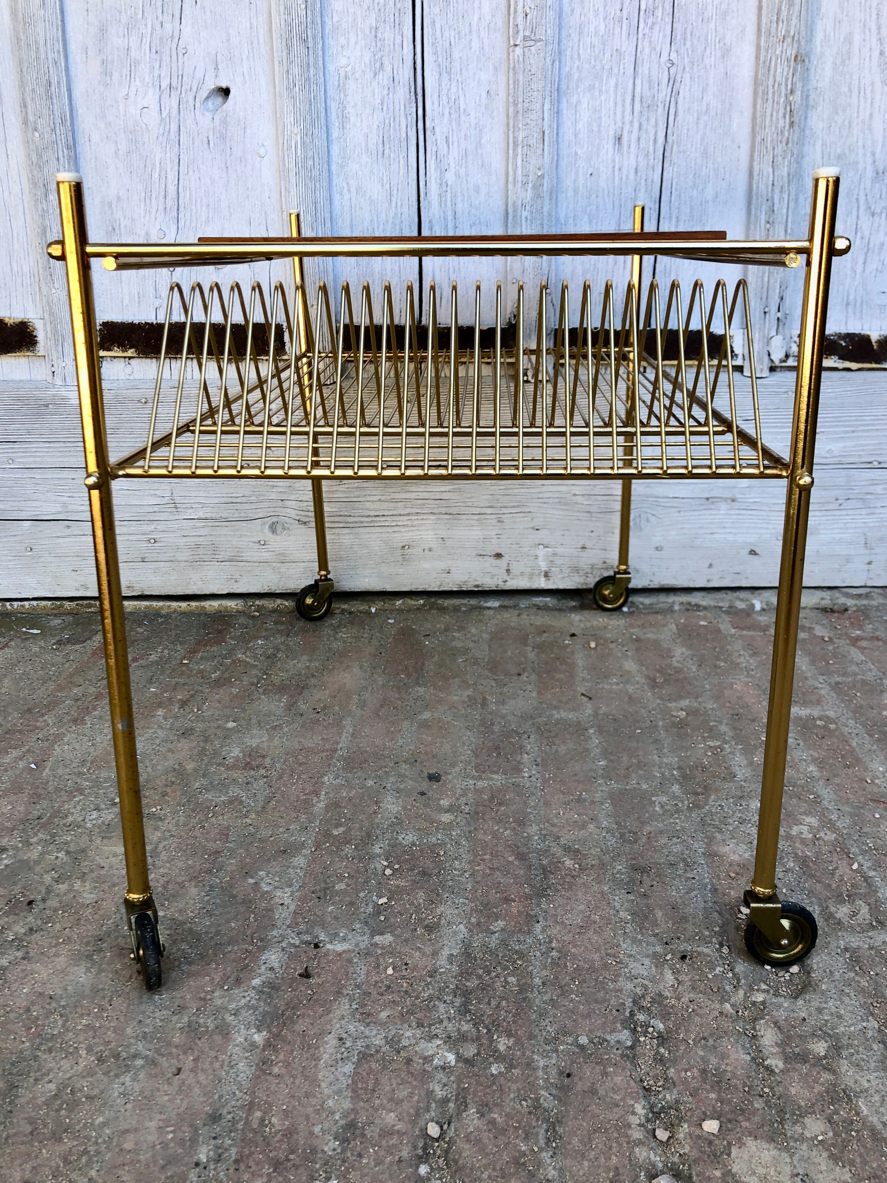 Vinyl rack service, brass magazine holders