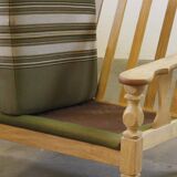 Vintage 1960s Danish low back lounge chairs in light oak, Henning Kjærnulf style