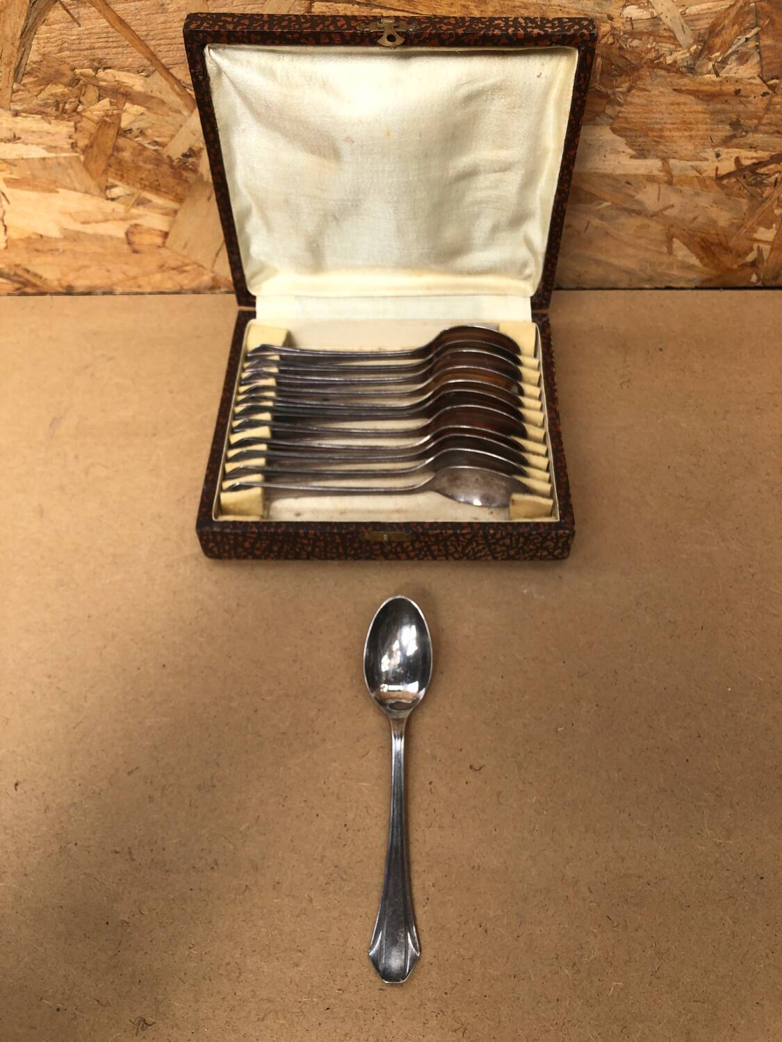 Series 12 old art deco coffee spoons vintage silver metal
