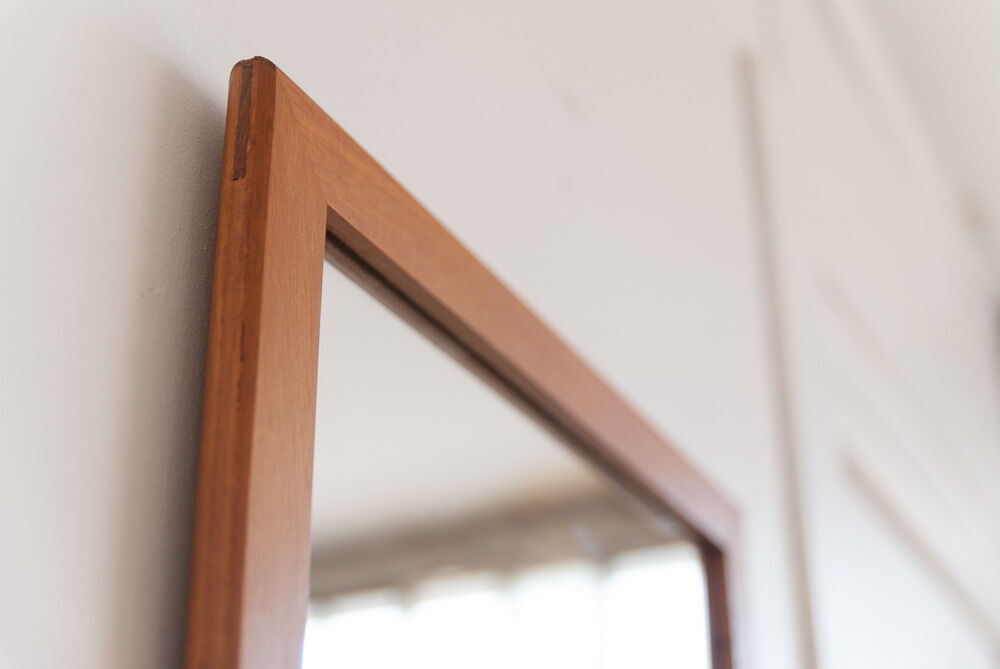 Scandinavian mirror in light teak