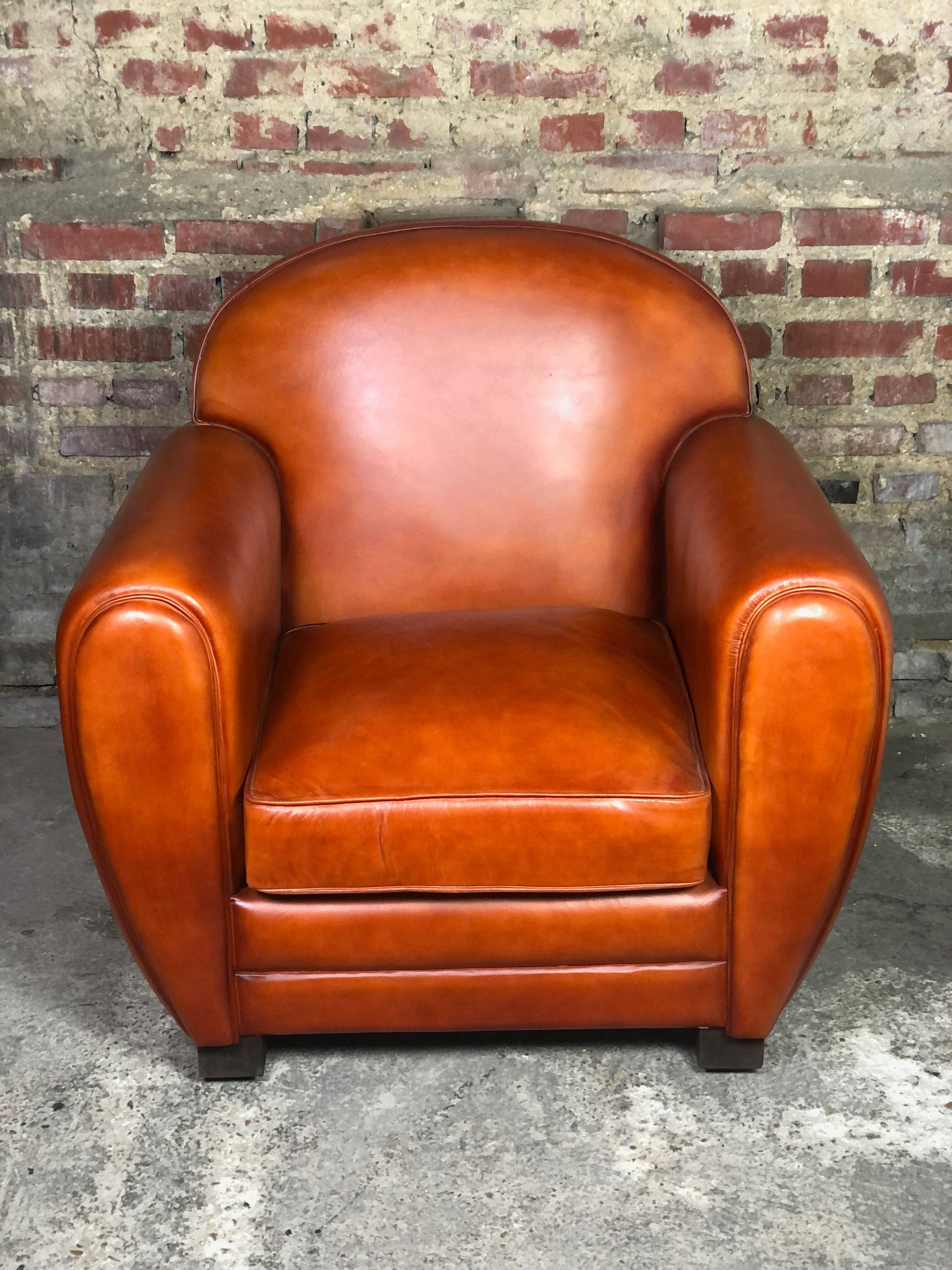 Vintage club armchair in camel leather