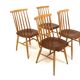 Set of 4 Scandinavian "Pinnstol" beech chairs, Sweden, 1960