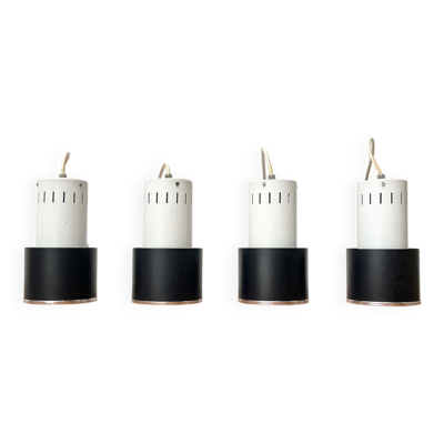 4 suspensions minimalistes hollandaises attribuées à Louis Kalff pour Philips, années 1950