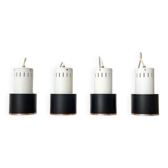 Mid-century minimalist Dutch suspensions attributed to Louis Kalff for Philips, 1950s, set of 4.
