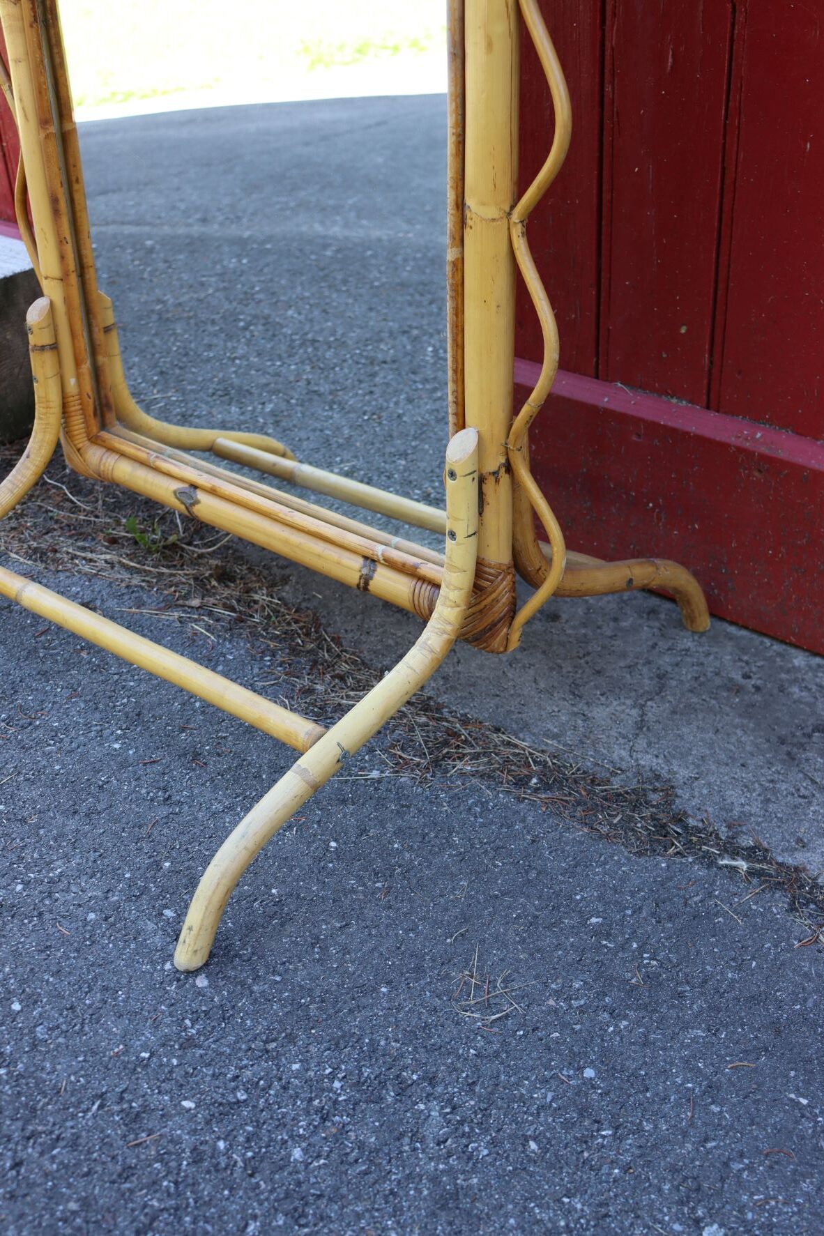 Rattan psyche mirror