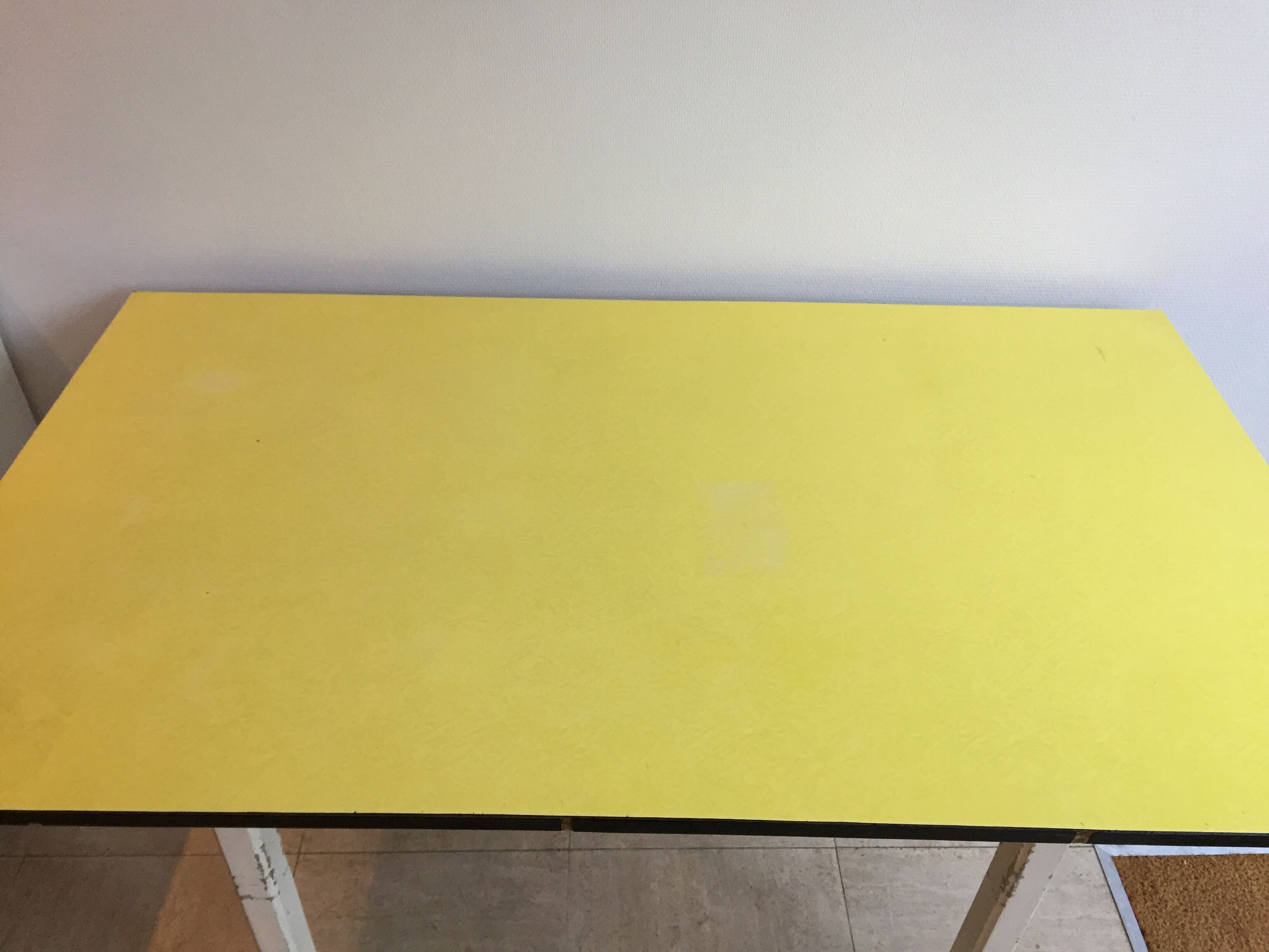 Yellow Formica kitchen table, 1960