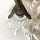Antique swan neck wall lamp with frosted glass and porcelain
