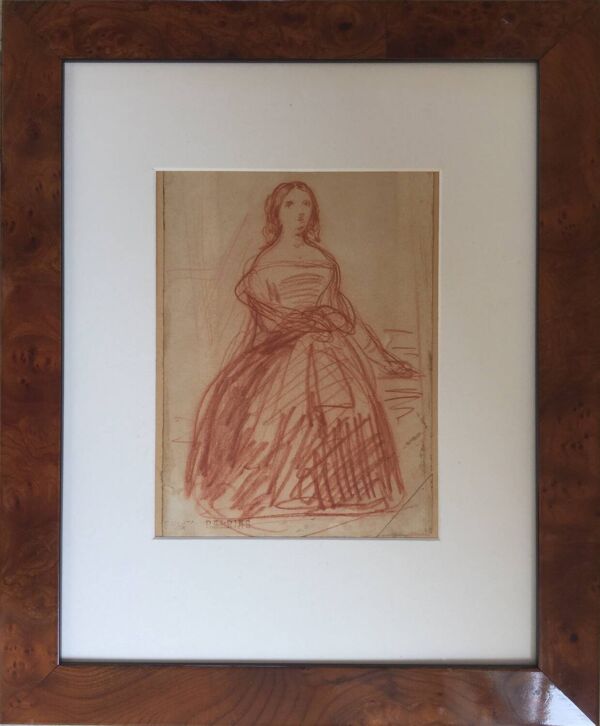 Sanguine, Femme en pied, Félix BARRIAS 1822-1907