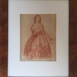 Félix BARRIAS 1822-1907. Woman standing. Red chalk.