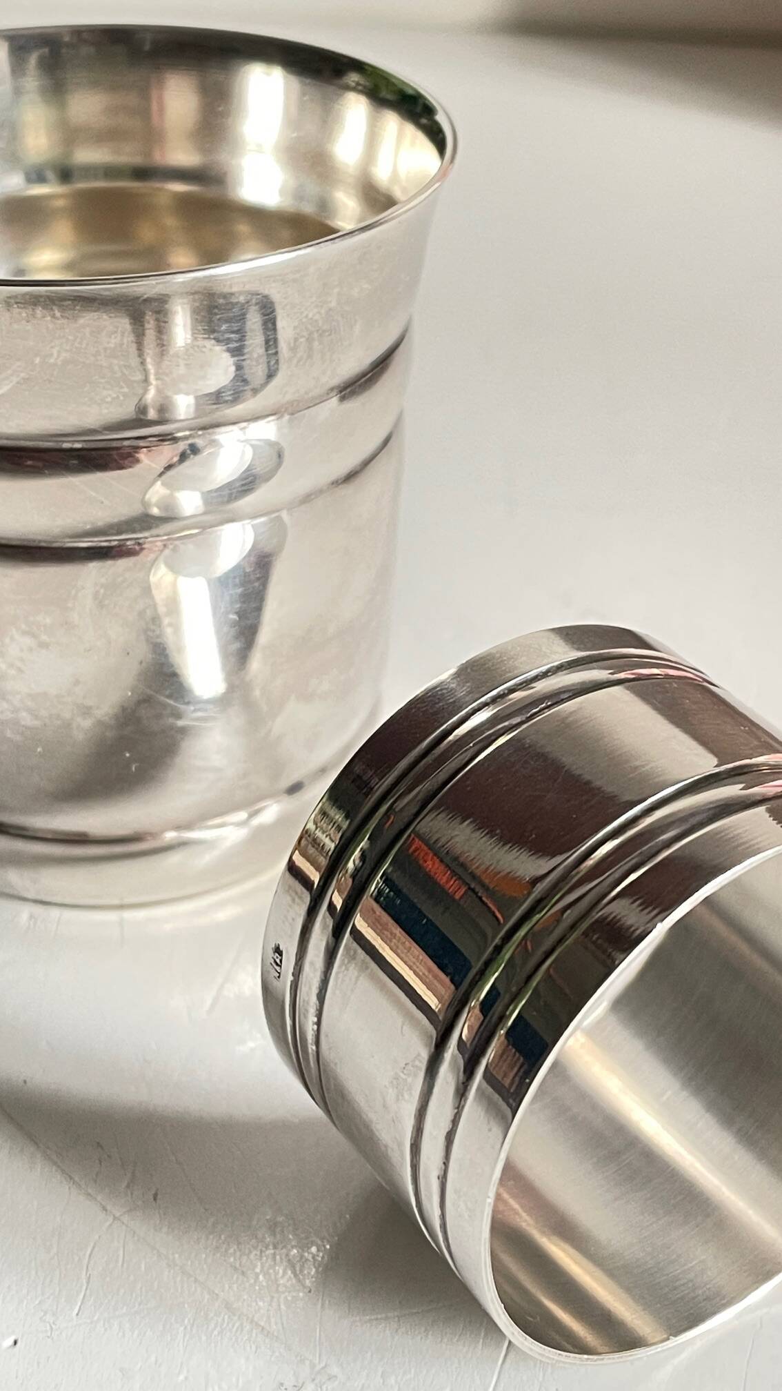 Silver-plated glass and napkin ring by UDNER