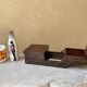 Boîte à bijoux boîte à couture design scandinave vintage 60 plaquée palissandre et miroirs