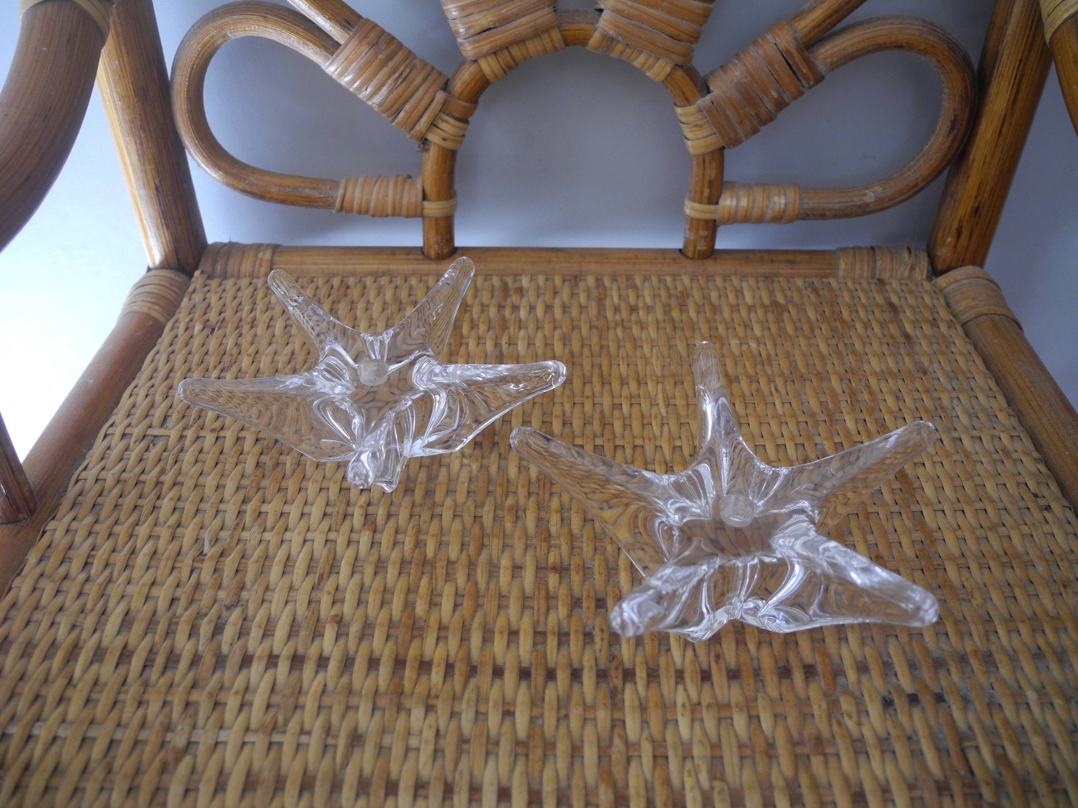 pair of vintage Daum France crystal candlesticks