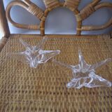 pair of vintage Daum France crystal candlesticks