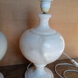 2 pieds de lampe balustre en albâtre, 1970