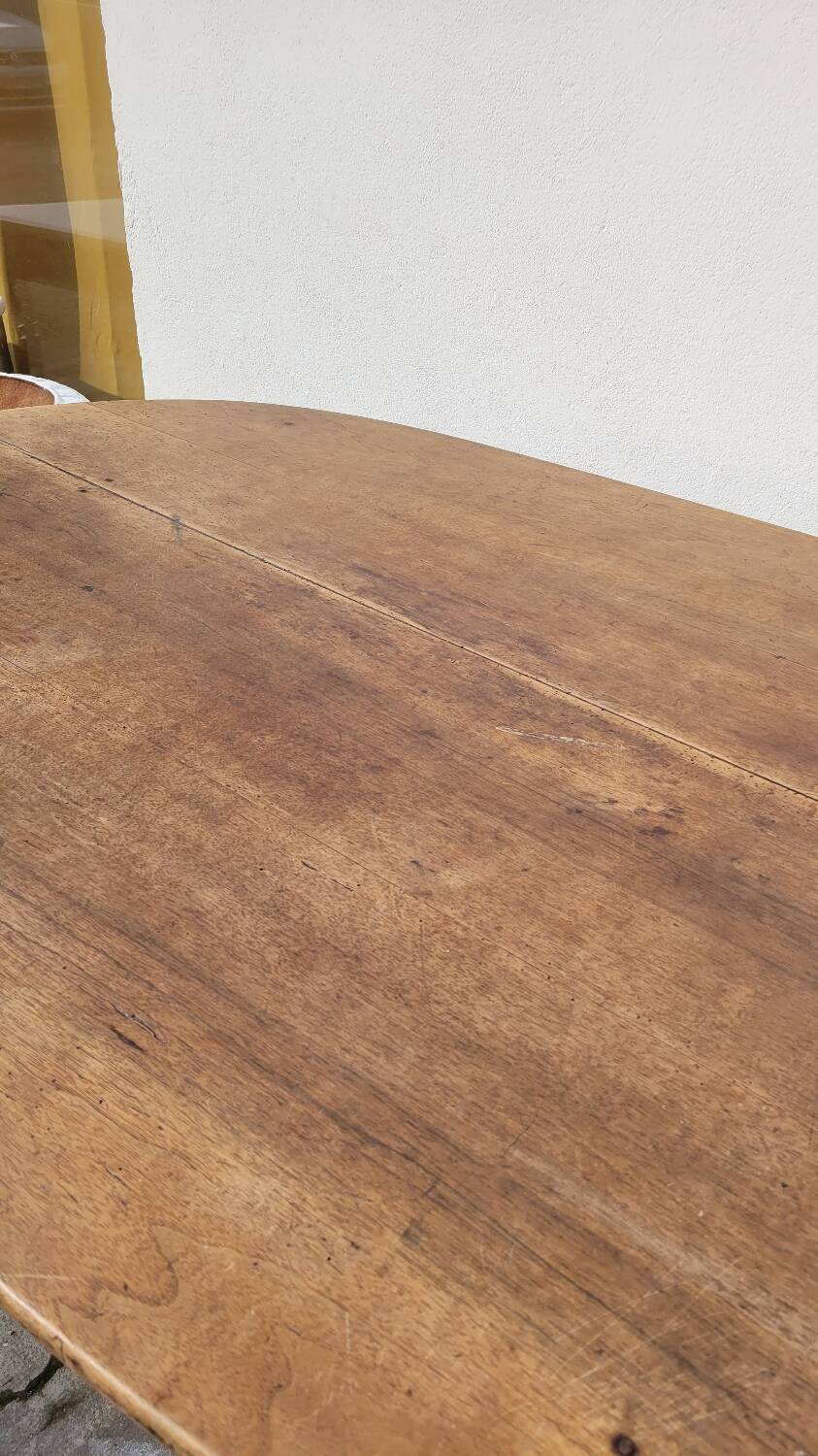 Oval Burgundy Farm Table in solid oak 19th