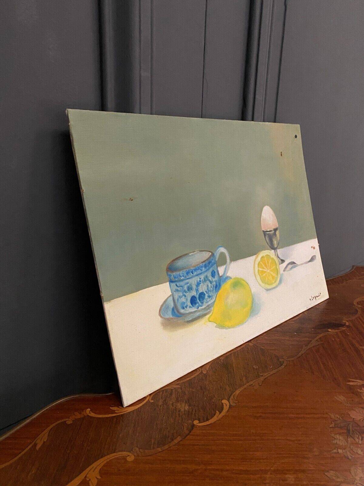 Oil on canvas still life by Nicole Legault La Tasse bleue 1980