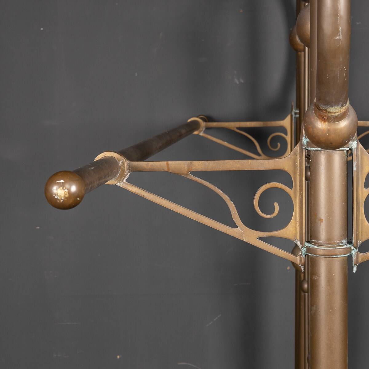 Antique 19thc victorian pair of brass coat stands c.1890