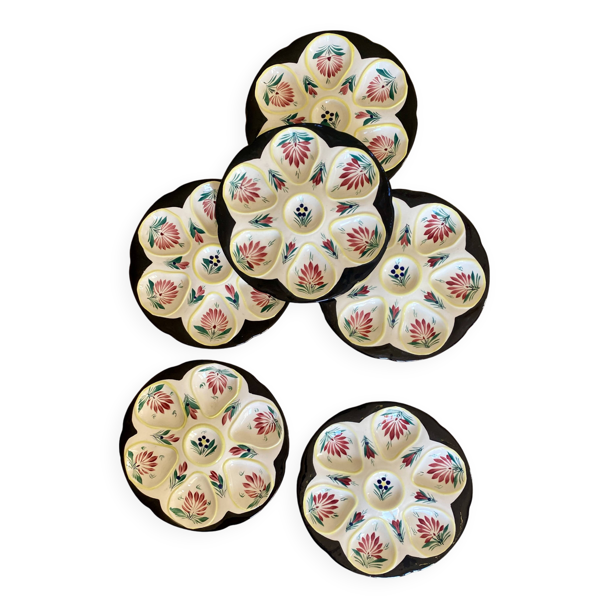 Set of 6 vintage oyster plates - Henriot - Quimper