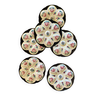 Set of 6 vintage oyster plates - Henriot - Quimper