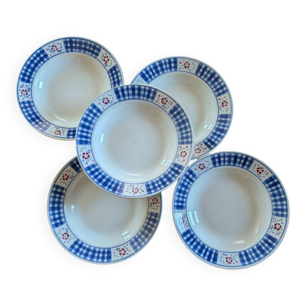 5 Assiettes Creuses KG Lunéville ''Gérardmer'' (1920-1930)