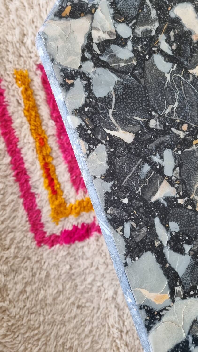 Vintage black terrazzo coffee table