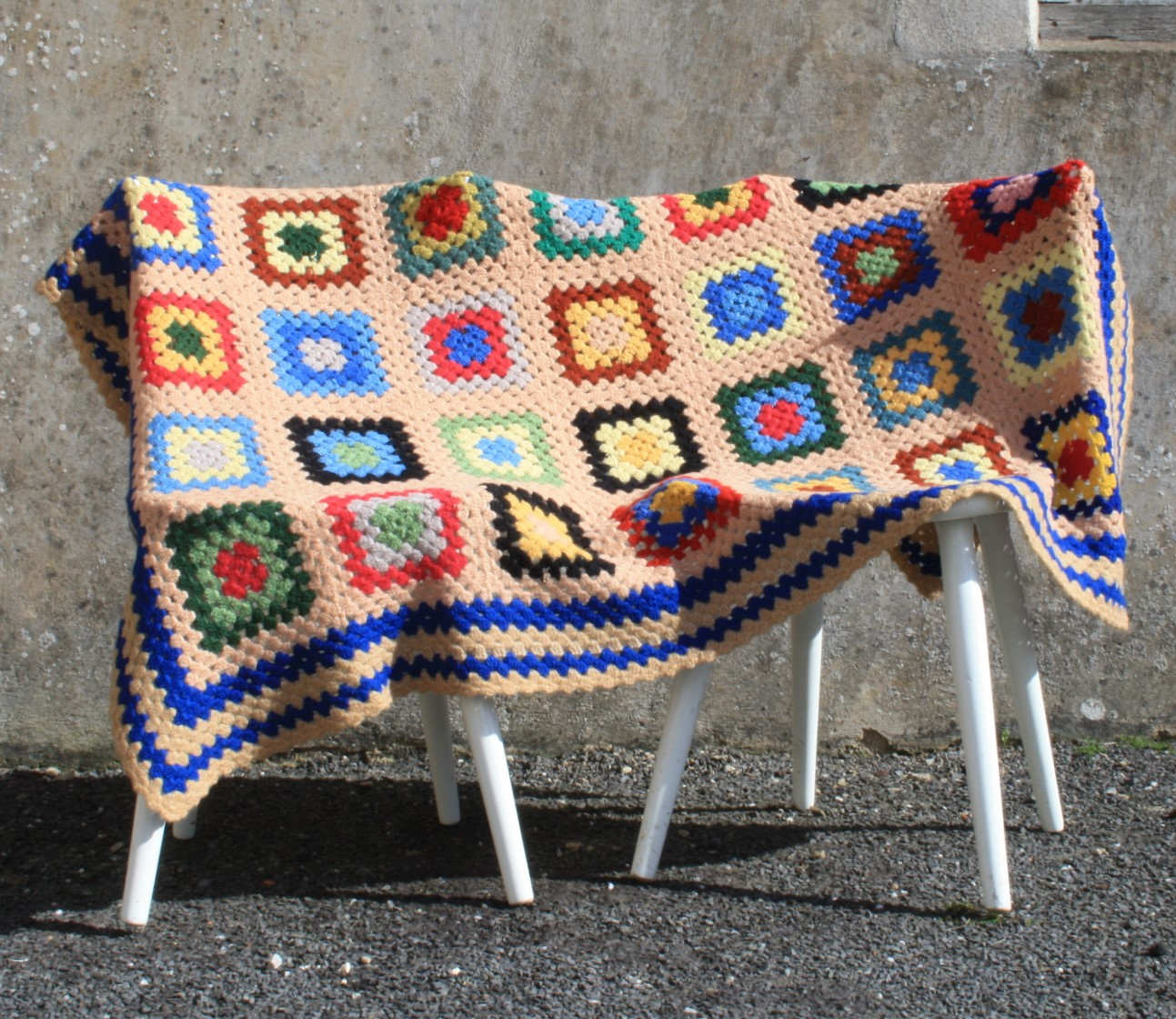 Plaid, couverture vintage au crochet