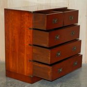 Vintage Military Campaign style chest of drawers in golden oak