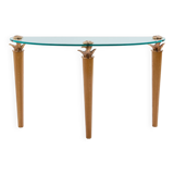 Solid oak and bronze glass console signed Garouste & Bonetti 1995