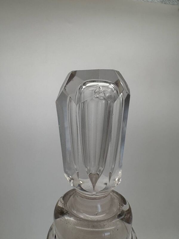 Ancienne carafe en cristal gravé Rhum, XIXeme