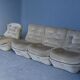 Salon baquet en velours beige vintage années 70