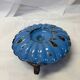 Blue enameled candle holder