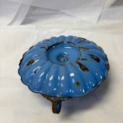 Blue enameled candle holder