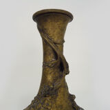 Pair of art nouveau vases in regulation on marble base signed l and f moreau