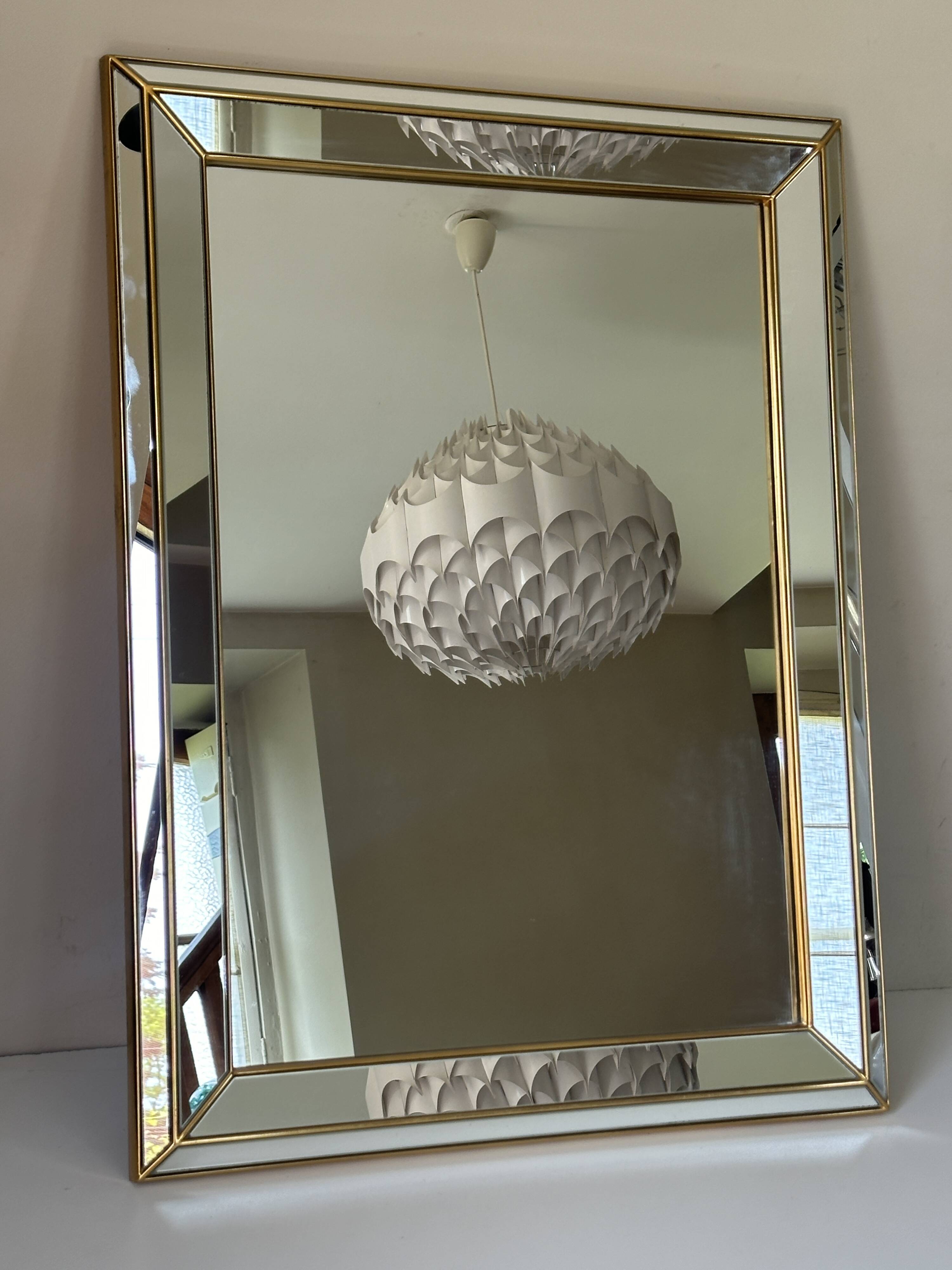 Mirror with glazing beads, Deknudt design, Belgium, 1970s