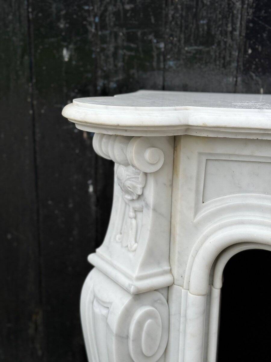 Louis XV style fireplace in Carrara marble circa 1980