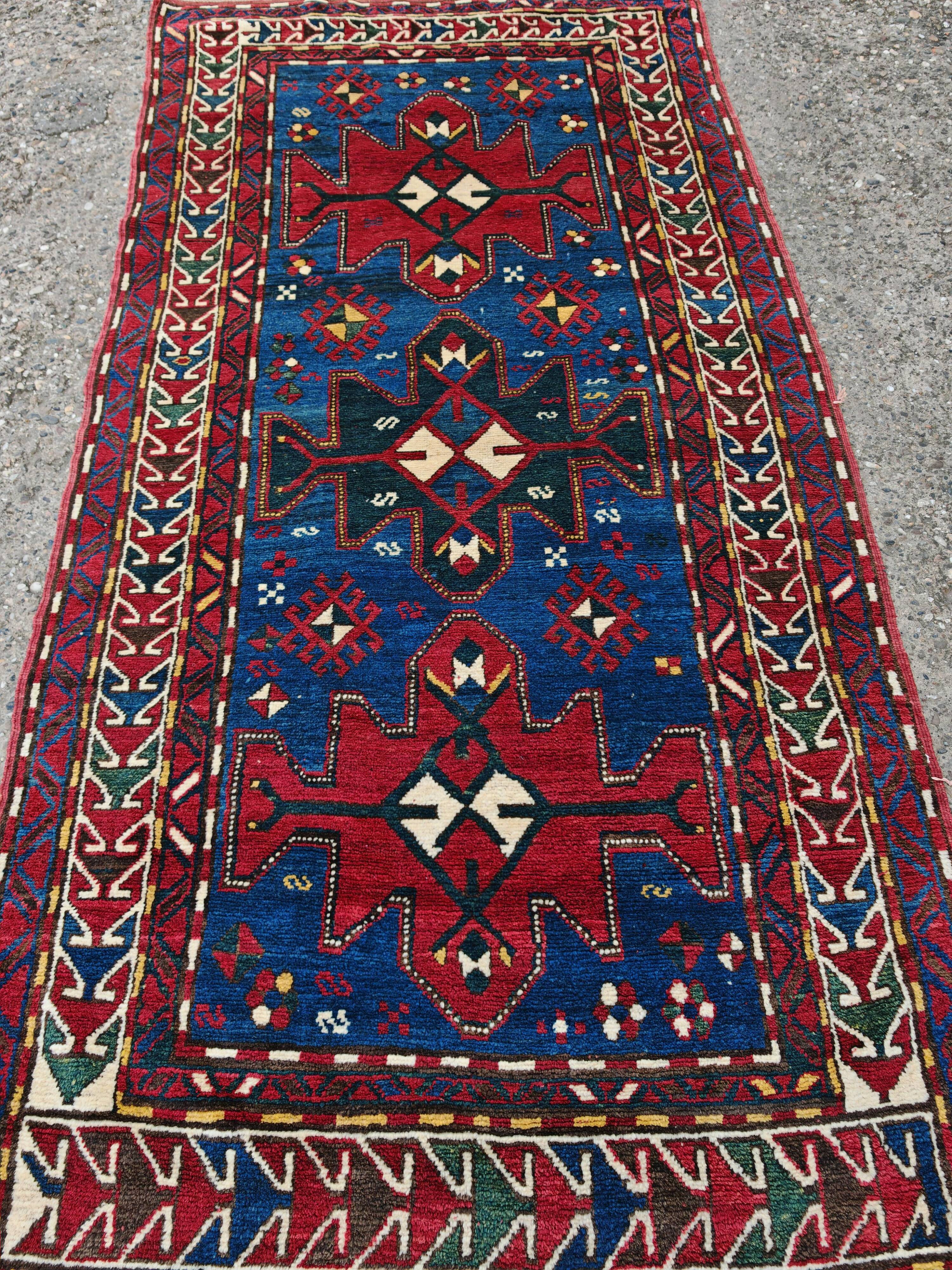 Antique Karabakh carpet, naturally dyed wool, Caucasus 19th century