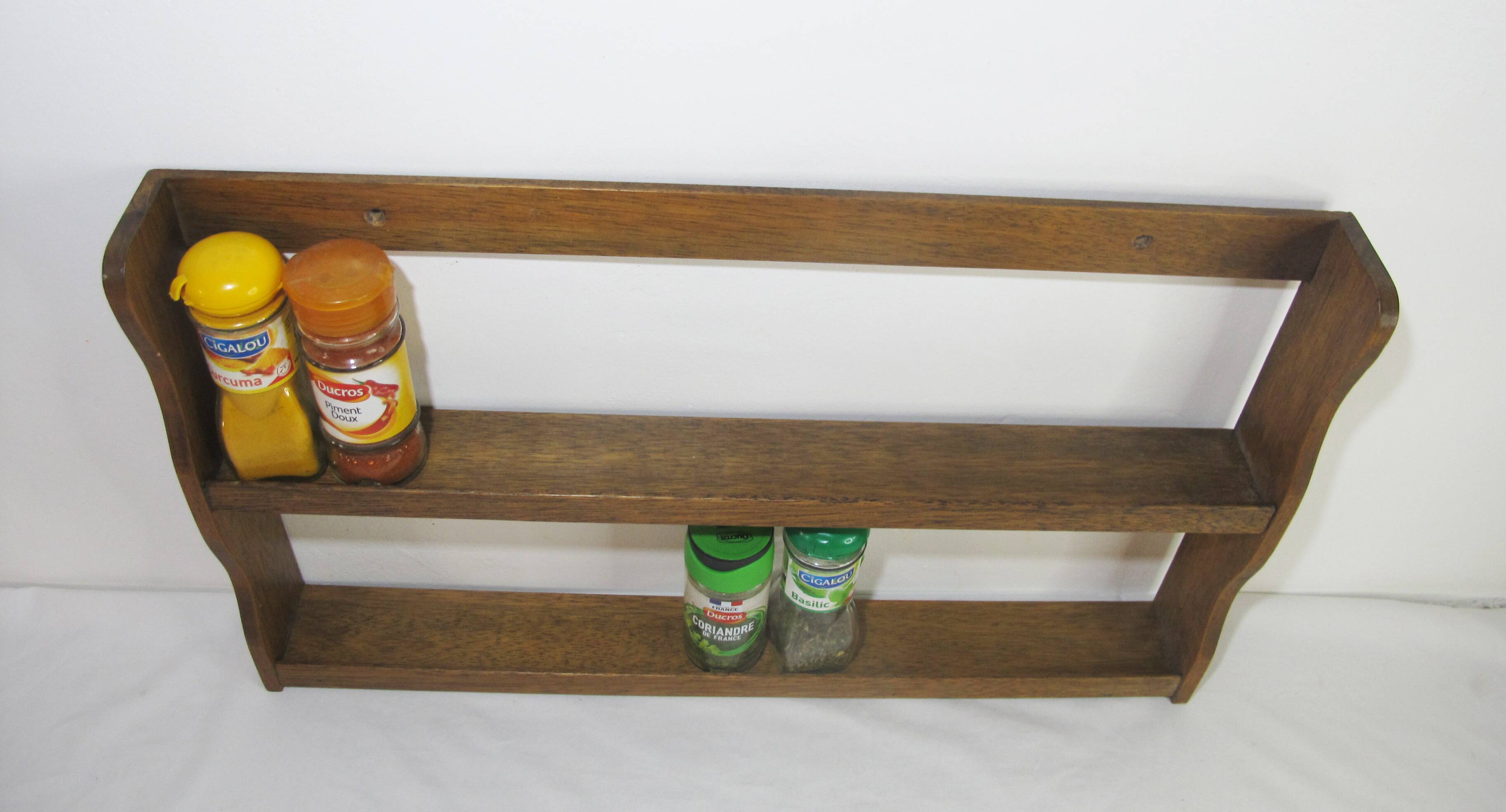 vintage oak wall spice rack