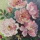 HSP Garden Roses painting signed Madeleine Bruno Derepas + frame