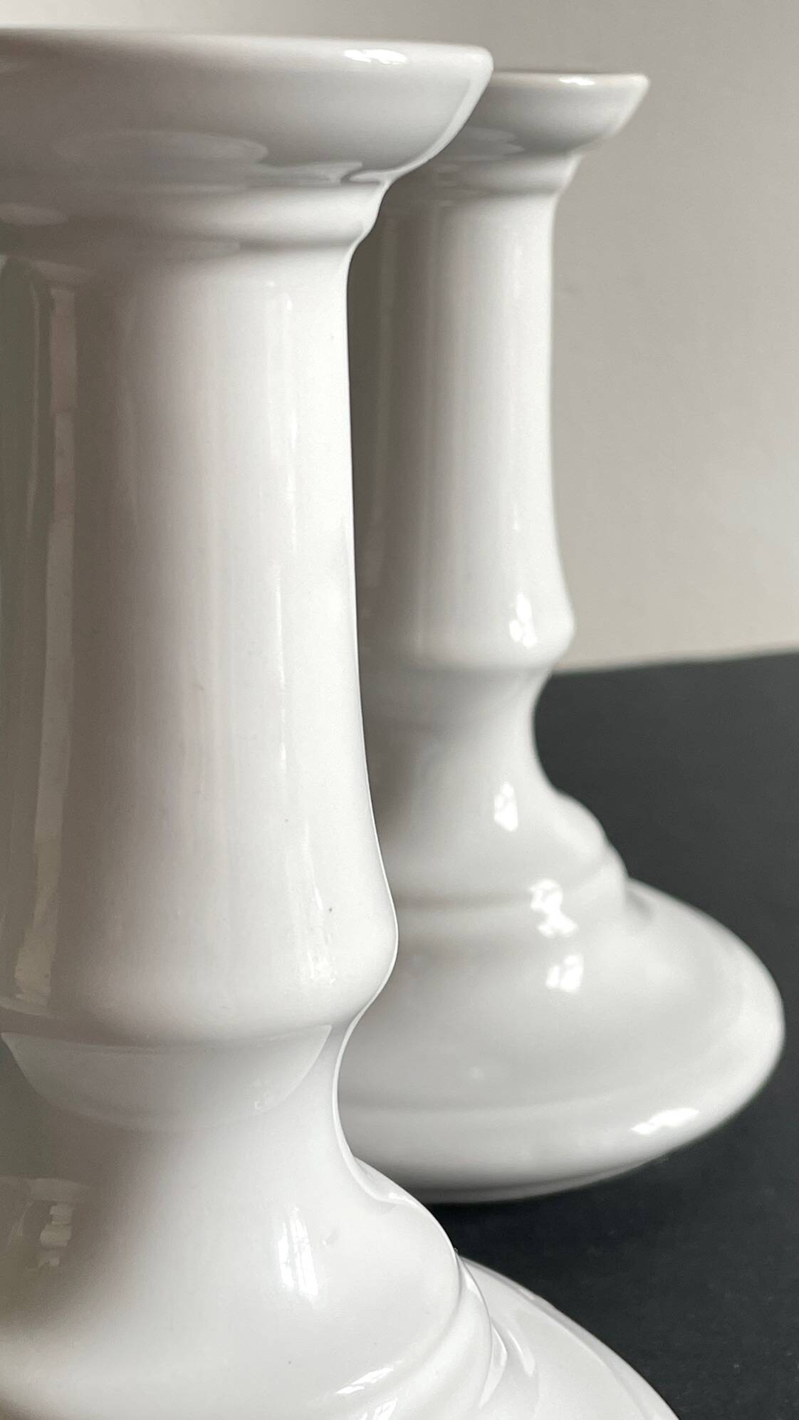 Antique White Ceramic Candlesticks