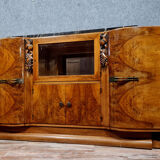 Curved Art Deco era row in light wood circa 1930-1940