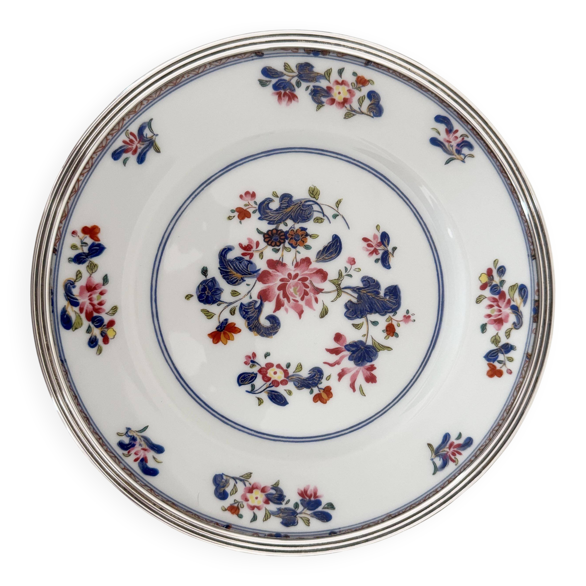 Puiforcat & Raynaud Limoges dessert plate, Chen Yang decoration, 18th century China