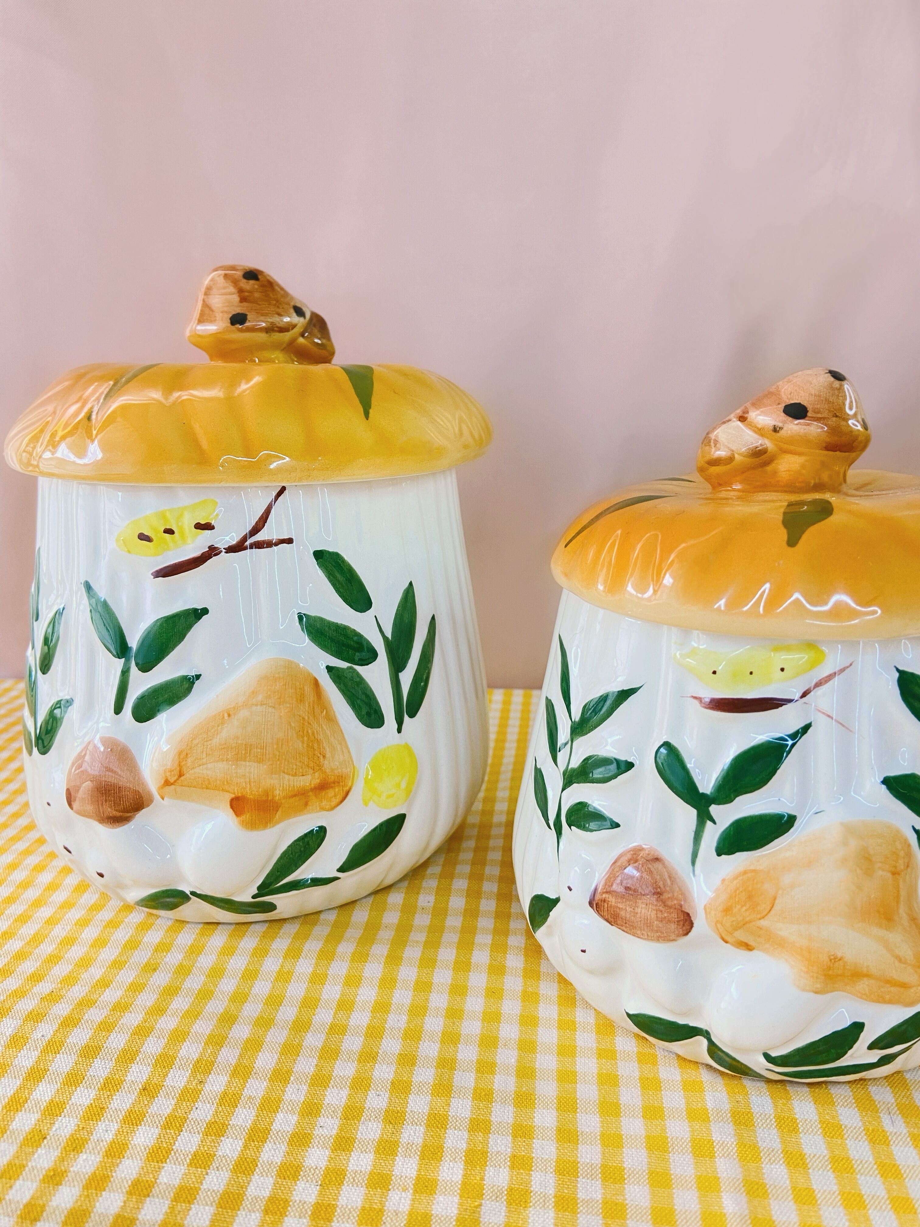 Ensemble 3 pots champignons en céramique