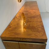 Enfilade en loupe d'orme et laiton, 1970