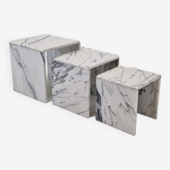 Set of 3 Italian Marble Nesting Tables, 1980s