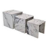 Set of 3 Italian Marble Nesting Tables, 1980s