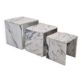 Set of 3 Italian Marble Nesting Tables, 1980s