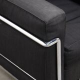 LC2 armchair in black fabric – Design Le Corbusier, Pierre Jeanneret & Charlotte Perriand, 60s