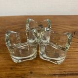 Trio of thick glass tea light candle holders